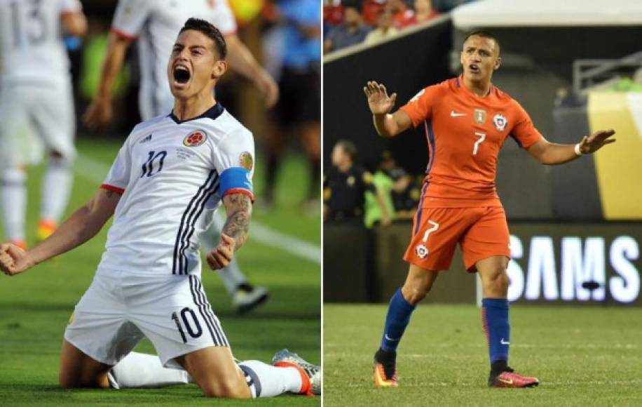 Colombia - Chile: James Rodríguez y Alexis Sánchez tendrán un gran duelo este jueves 10 de noviembre por las eliminatorias de Conmebol. Partido comienz a las 2:30pm, hora hondureña.