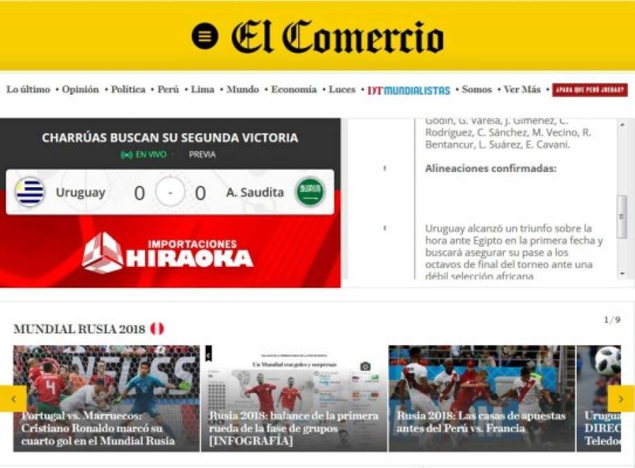 Diario El Comercio de Perú.