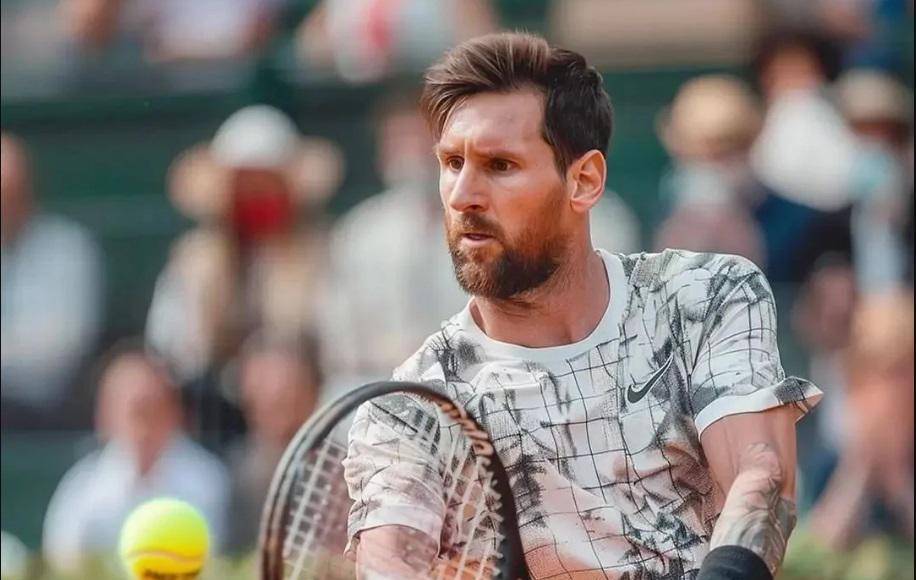 Lionel Messi jugando tenis.