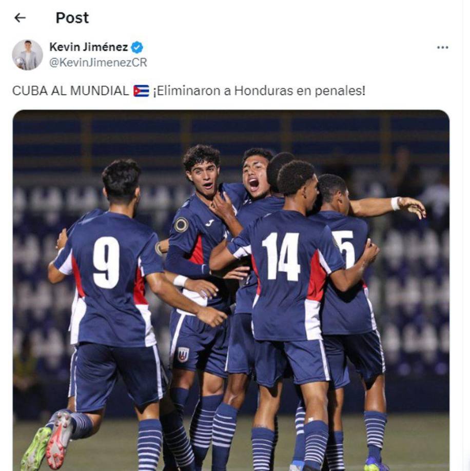 Kevin Jiménez de Costa Rica destacó la clasificación de Cuba a costas de Honduras.