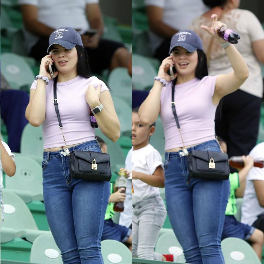 Otra guapa aficionada en el estadio Yankel Rosenthal durante el partido entre Marathón y Real Sociedad.