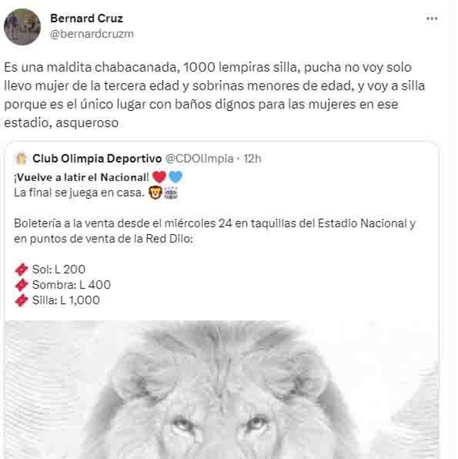 Los aficionados olimpistas en su mayoría desaprobaron los precios definidos para la gran final.