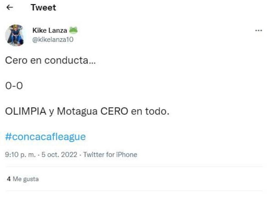 “Cero en conducta. Olimpia y Motagua cero en todo”, señaló el periodista Kike Lanza.