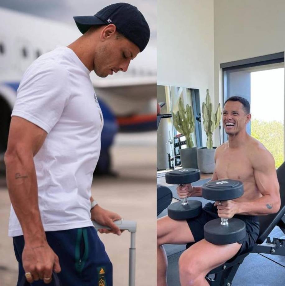 Chicharito Hernández presume su cambio físico y sus músculos en redes sociales.