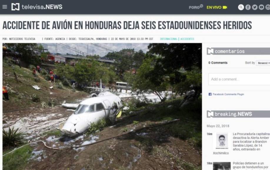La cadena Televisa destacó que seis ciudadanos estadounidenses resultaron heridos en el incidente que se produjo esta mañana en Tegucigalpa.