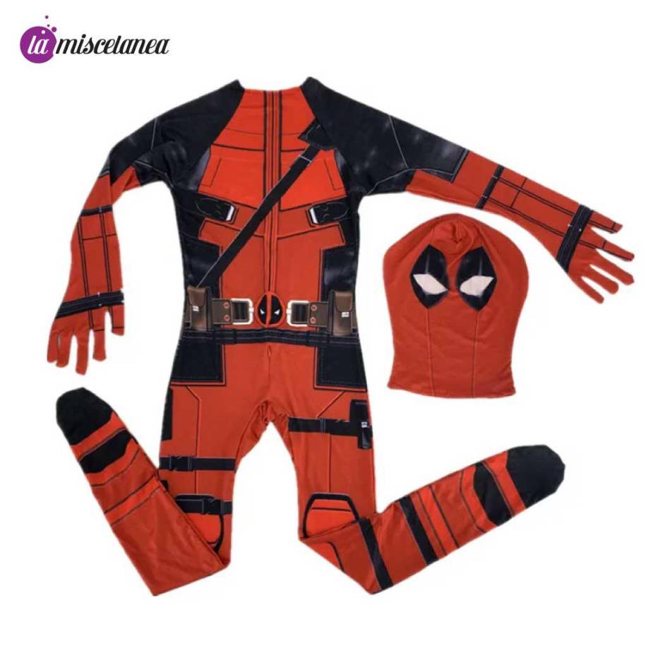 Deadpool -Este personaje ha cautivado a jóvenes y adultos con sus locas películas; su disfraz no es tan difícil de replicar, incluso lo puede encontrar en tiendas de disfraces en Honduras a un módico precio.