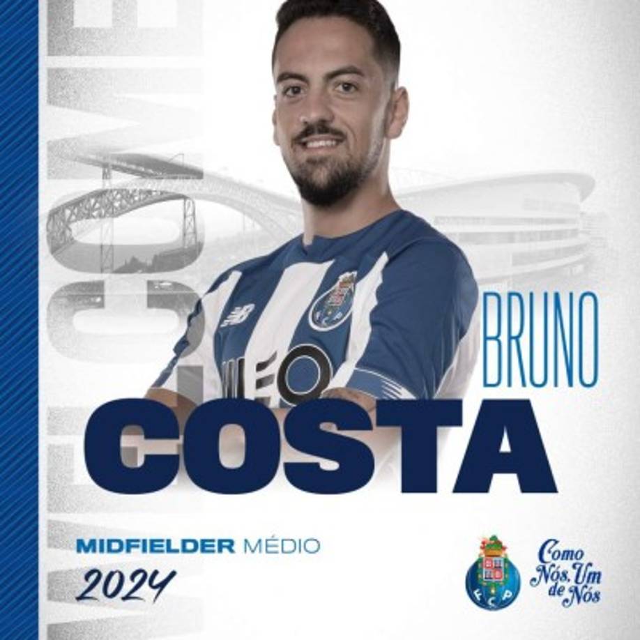El centrocampista portugués Bruno Costa es nuevo jugador del Porto, firmó hasta el 30 de junio de 2024. Foto Twitter FC Porto.