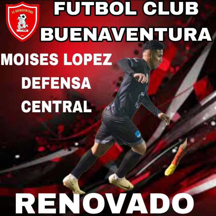 El Buenaventura de El Pedernal, Francisco Morazán, anunció la renovación del defensa central Moisés López.