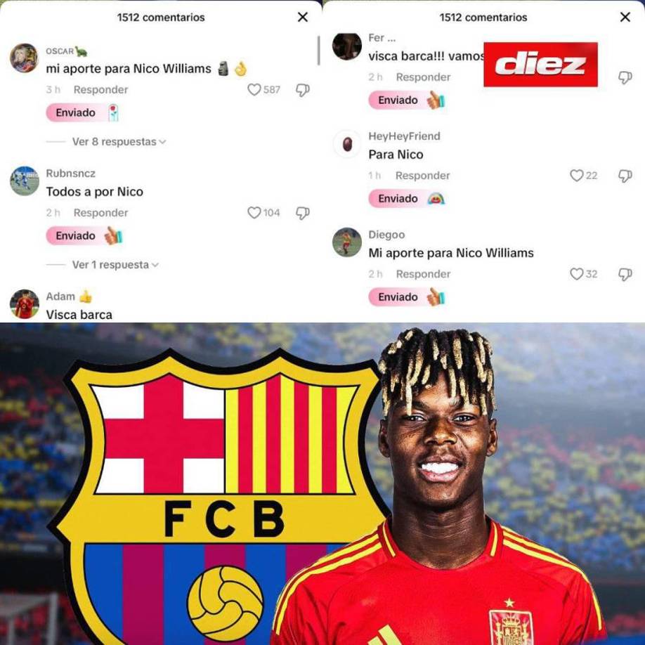 Petición al Barcelona: Aficionados del Barcelona están enviando dinero a la cuenta oficial de TikTok del club para hacer posible el fichaje de Nico Williams.