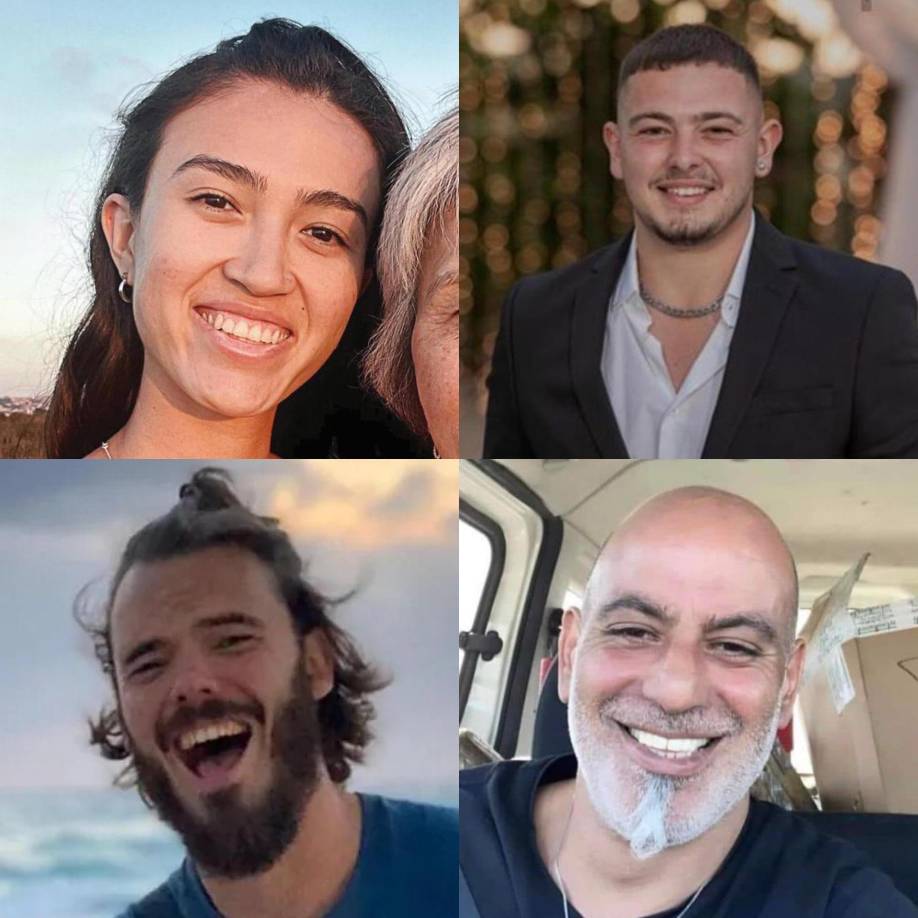 Noa Argamani, de 26 años, Almog Meir Jan, de 22 años, Andrey Kozlov, de 27 años, y Shlomi Ziv, de 41 años, fueron secuestrados el 7 de octubre por los comandos del movimiento islamista palestino Hamás durante el festival de música electrónica Nova, en el sur de Israel. 