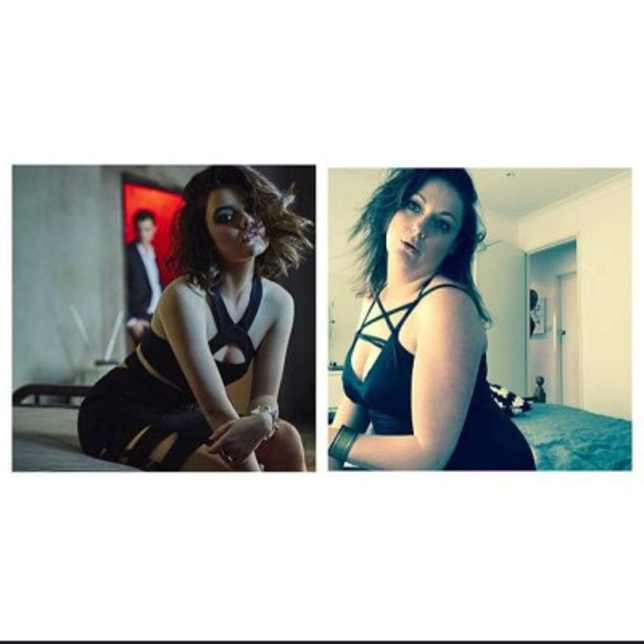 Tampoco se queda atrás al imitar a las modelos.