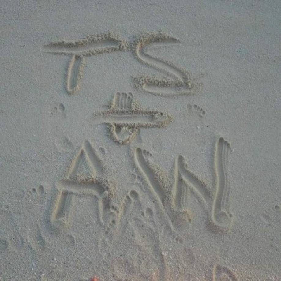 Por si no quedaba claro que se quieren y están enamorados, escribieron en la arena sus iniciales unidas con un símbolo de suma. “TS + AW” refiriéndose a Adam Wiles, nombre real de Calvin Harris.