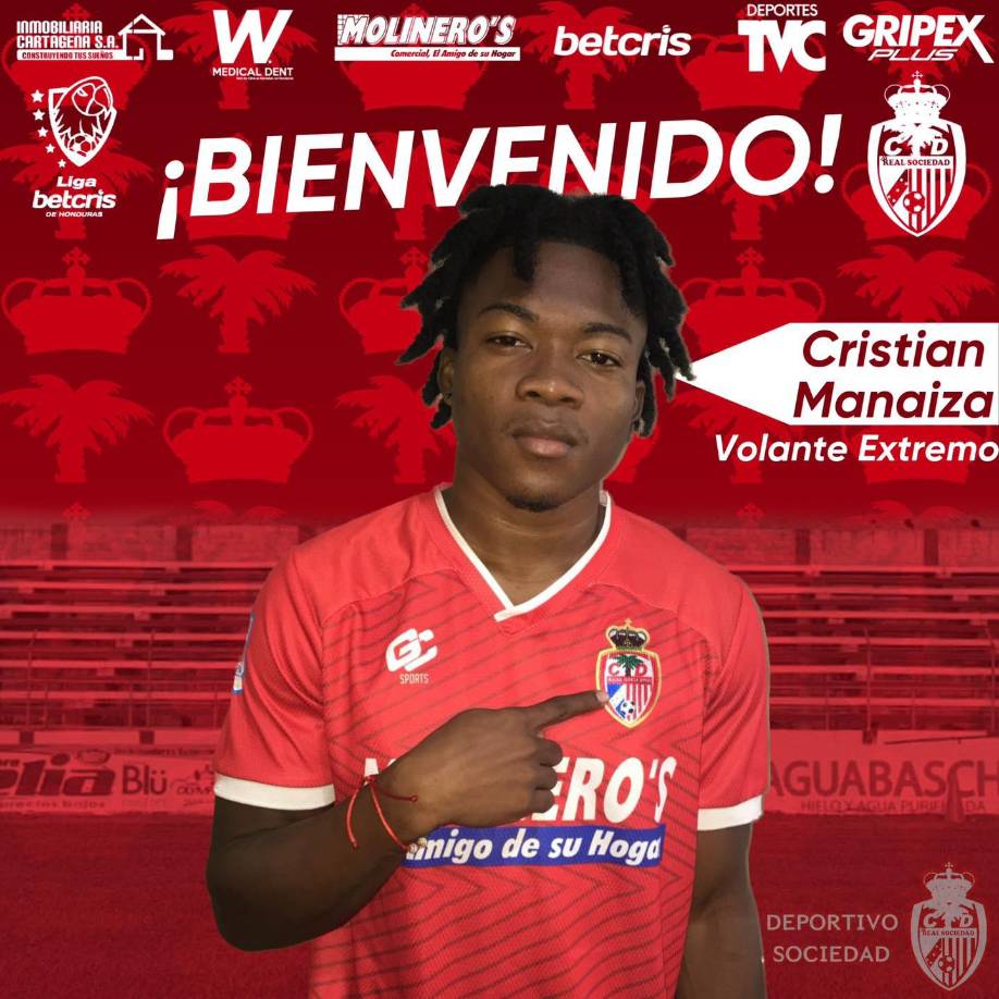 La Real Sociedad anunció el fichaje del volante Cristian Manaiza. El jugador estuvo a prueba en Marathón pero al final fue fichado por el equipo de Tocoa.
