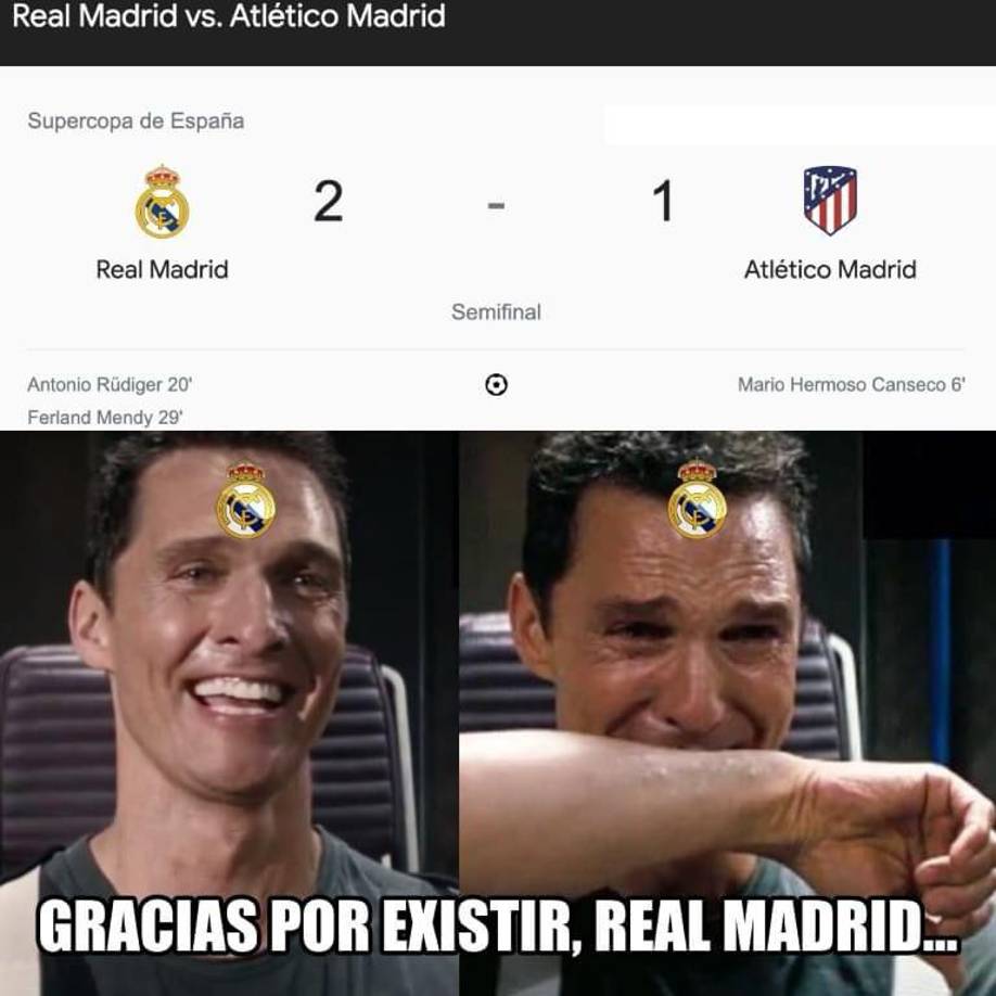 Atlético, víctima de crueles memes tras caer ante Real Madrid en Supercopa