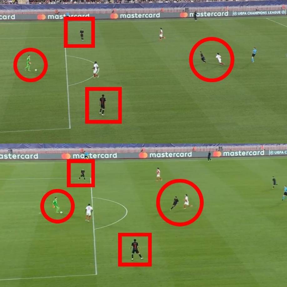 Marc-André Ter Stegen cometió un gravísimo error al pasarle el balón a Eric García que estaba presionado por un rival. El portero alemán tenía otras opciones, pero se equivocó.