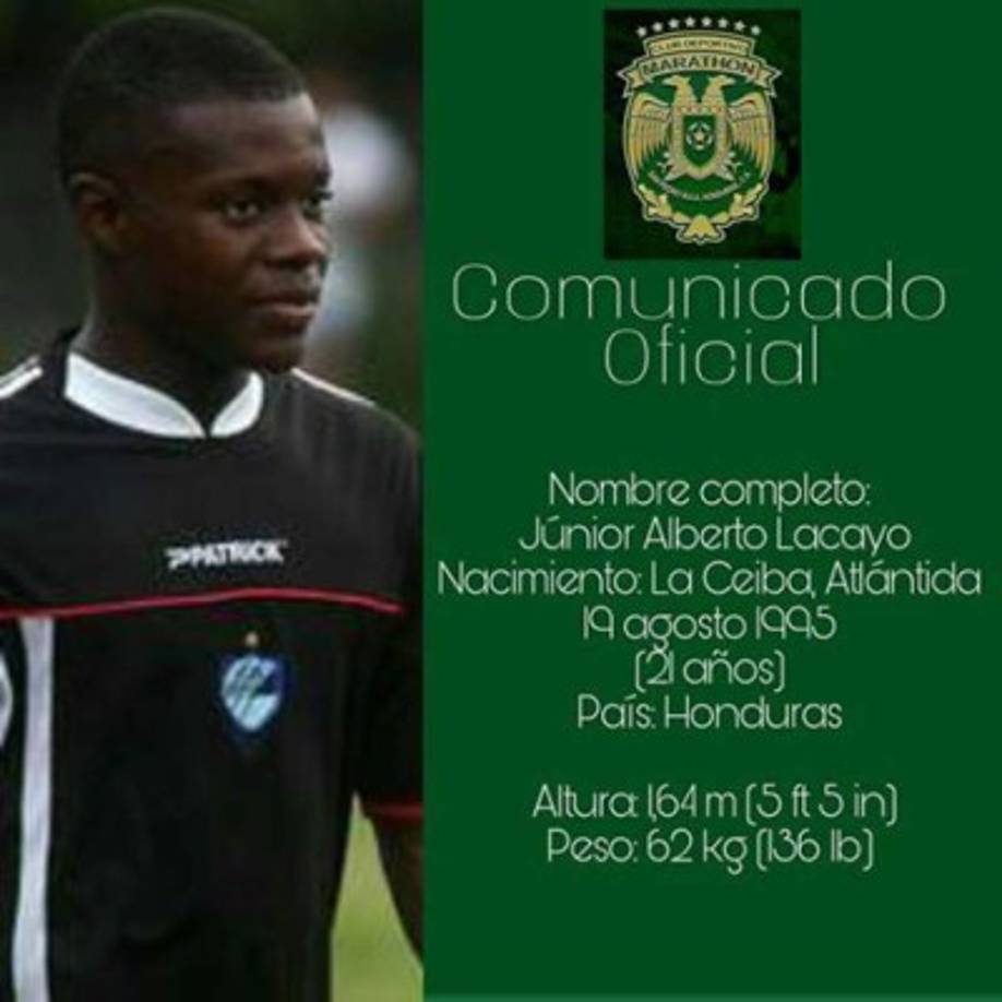 El joven delantero hondureño Júnior Lacayo, que pertenece al Santos de México, se ha convertido en nuevo jugador del Marathón. Llega al club verdolaga por un año.