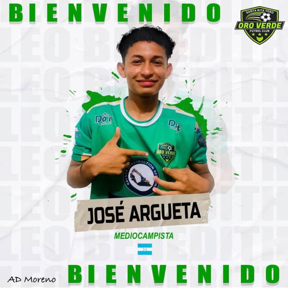 Nuevo elemento. El mediocampista José Argueta vestirá la camisa del equipo de Santa Rita, Yoro.