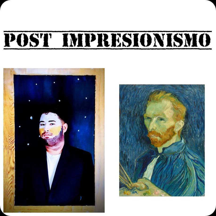 Recreando la obra “Autorretrato”, de Vincent Van Gogh, Wilfredo Orellana expuso sobre el Post impresionismo.