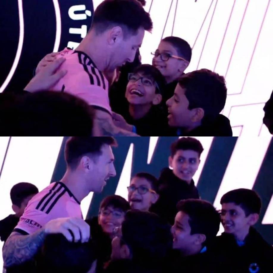 Previo al juego, Lionel Messi le dio un momento alegre a estos niños que estaban desbordados en alegría con verlo.