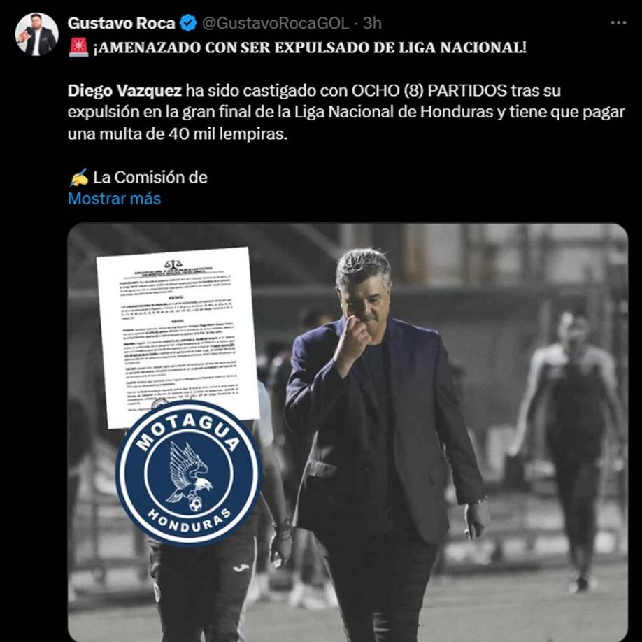 Gustavo Roca dice que Diego Vázquez fue “amenazado con ser expulsado de Liga Nacional”.