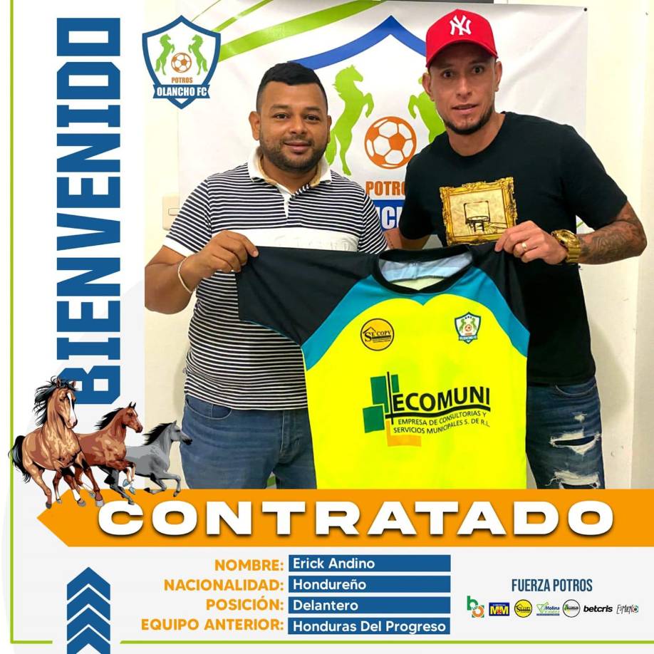 Erick Andino - El delantero hondureño ha sido oficializado como nuevo fichaje de Los Potros del Olancho FC. El ex del Honduras Progreso firmó contrato por un año (dos torneos).