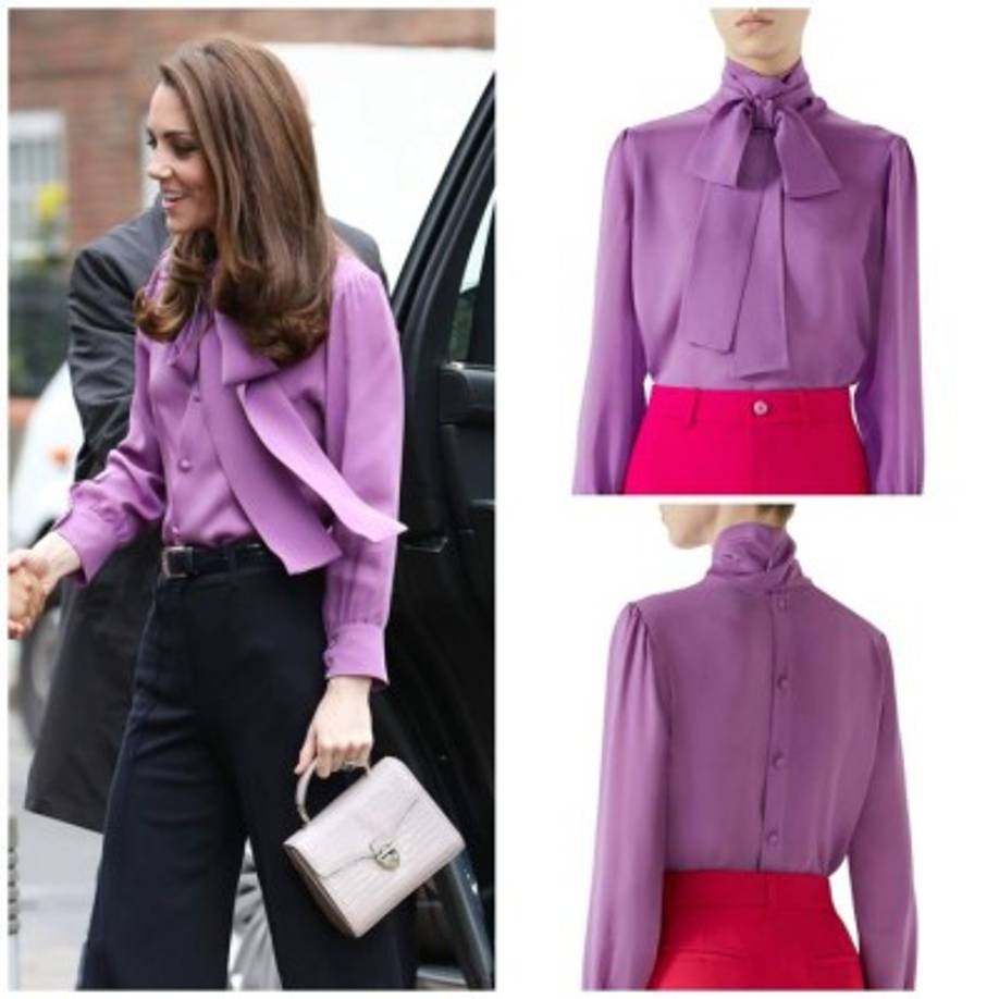 La duquesa de Cambridge decidió llevar su blusa como a ella le convenía y no del modo sugerido por la marca, que lleva los botones en la espalda y no al frente.