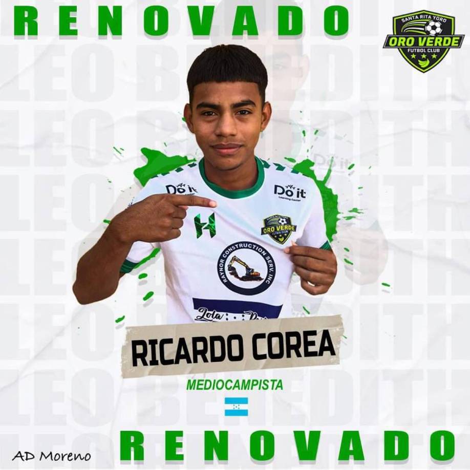 Asimismo, el juvenil Ricardo Corea, continuará vistiendo los colores del Oro Verde.