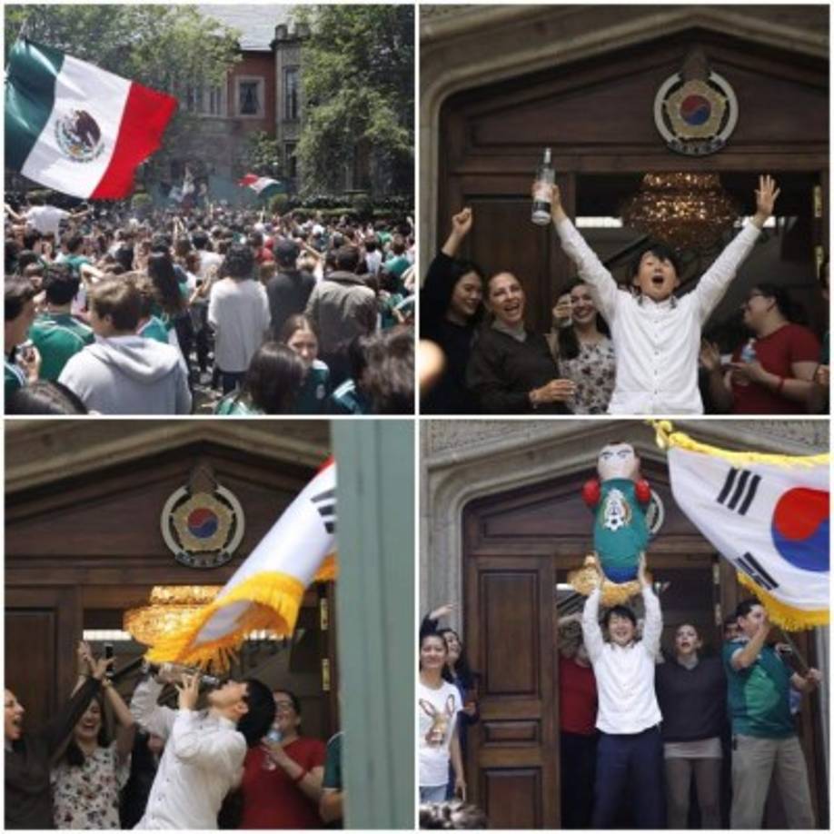 Los miembros de la embajada coreana salieron a festejar con tequila.