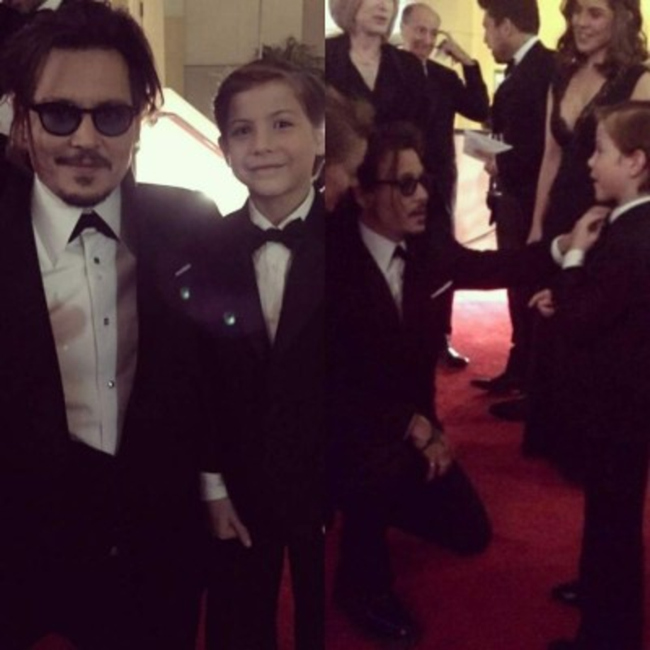 Jacob Tremblay junto a uno de sus actores favoritos, Johnny Deep.