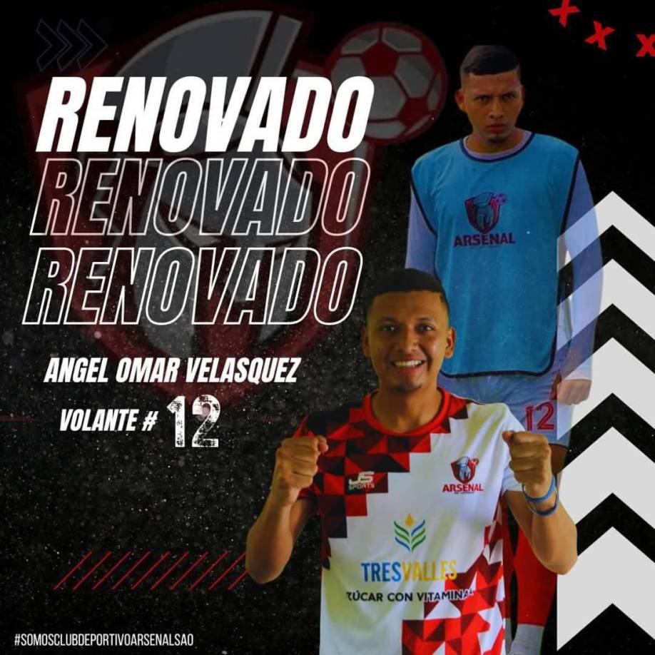 Otro de los jugadores que renovó con el Arsenal de Cantarranas fue Ángel Omar Velásquez, quien continuará para el Torneo Apertura 2023.