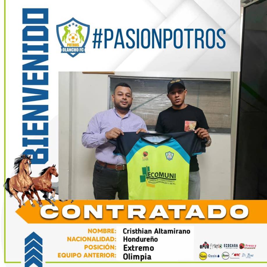 Los Potros del Olancho FC anunciaron el fichaje del mediocampista Christian Altamirano, quien llega procedente del Olimpia.