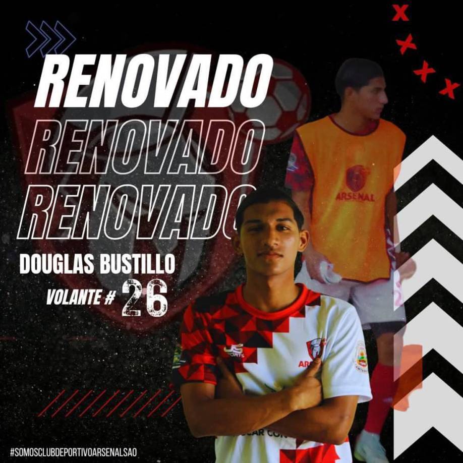Douglas Bustillo permanecerá en las filas del Arsenal SAO de Cantarranas.