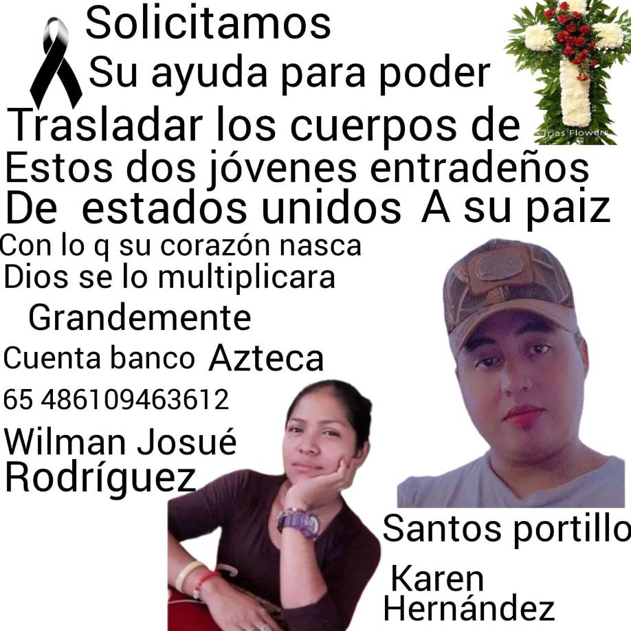 Además han habilitado la cuenta 65486109463612 a nombre de Wilman Josué Rodríguez en Banco Azteca.