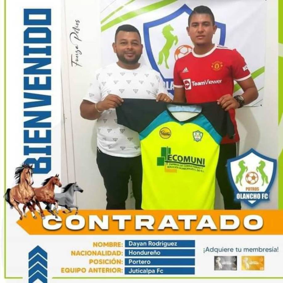Los Potros del Olancho FC anunciaron el fichaje del portero Dayan Rodríguez, llega procedente del Juticalpa FC.