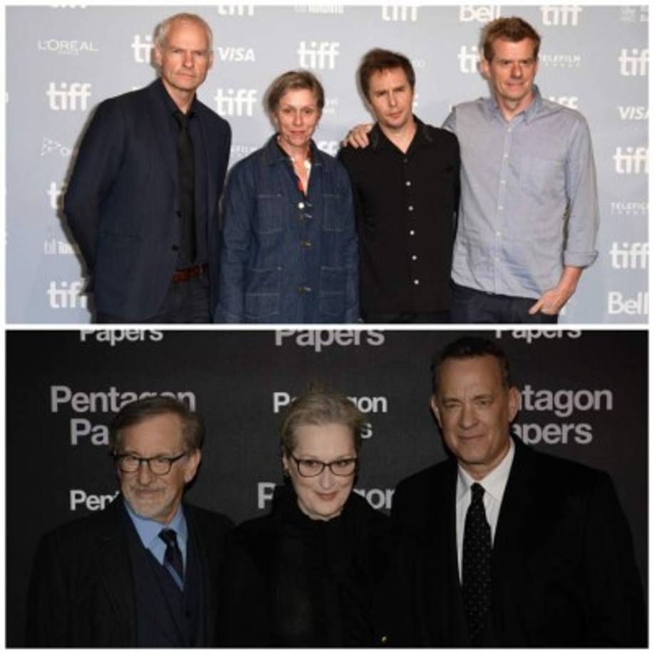 Steven Spielberg -abajo i- ('Los archivos del Pentágono'- The Post) y Martin McDonagh-arriba i- ('Tres anuncios por un crimen') no calificaron en la categoría de mejor dirección, a pesar de que sus cintas estuvieron entre las más aclamadas del año.