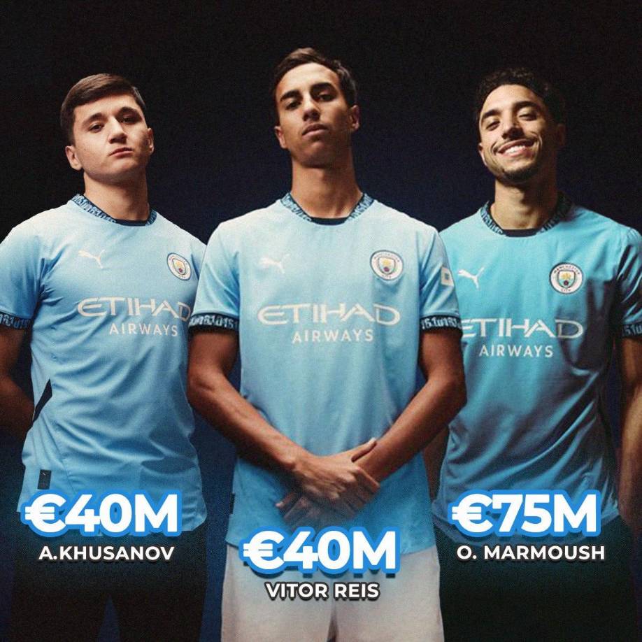 Manchester City ha sacudido el mercado de fichajes en esta ventana invernal. En cuestión de 3 días, se ha gastado 155 millones de euros en 3 fichajes: Abdukodir Khusanov (€40M), central de 20 años, Vitor Reis (€40M), central de 19 años y Omar Marmoush (€75M), atacante de 25 años.