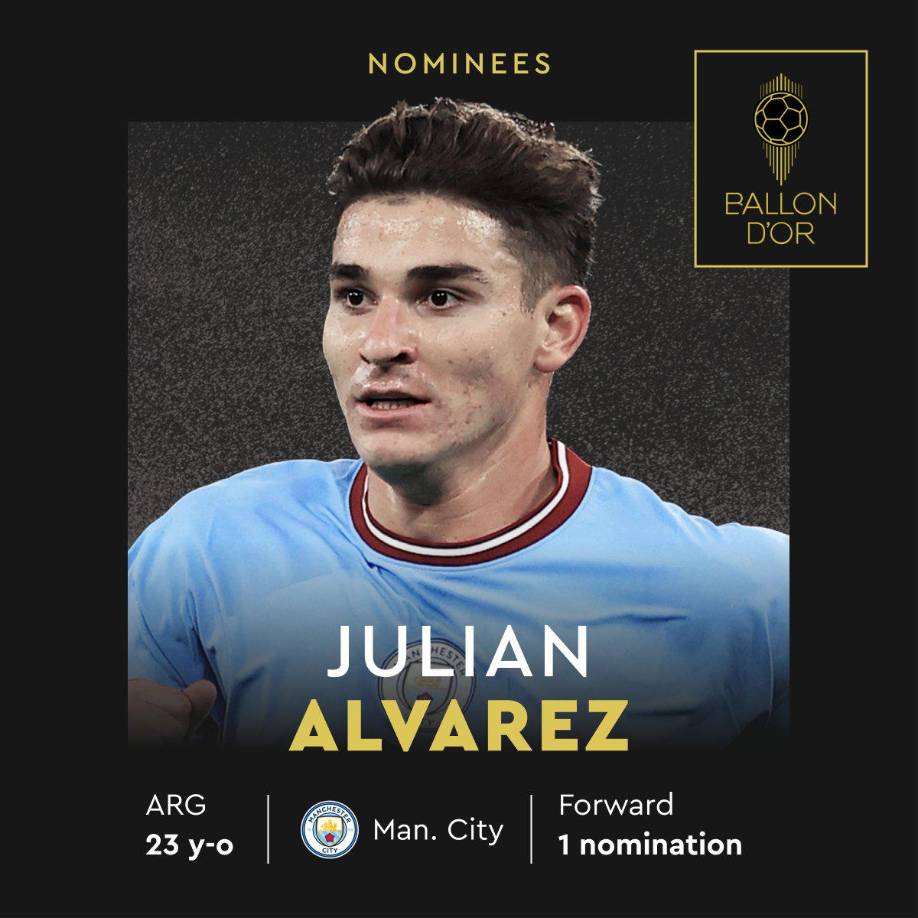 Julián Álvarez (Manchester City) - El delantero argentino marcó 23 goles y dio seis asistencias. Ganó la Copa del Mundo, la Liga de Campeones, la Premier League y la Copa FA.