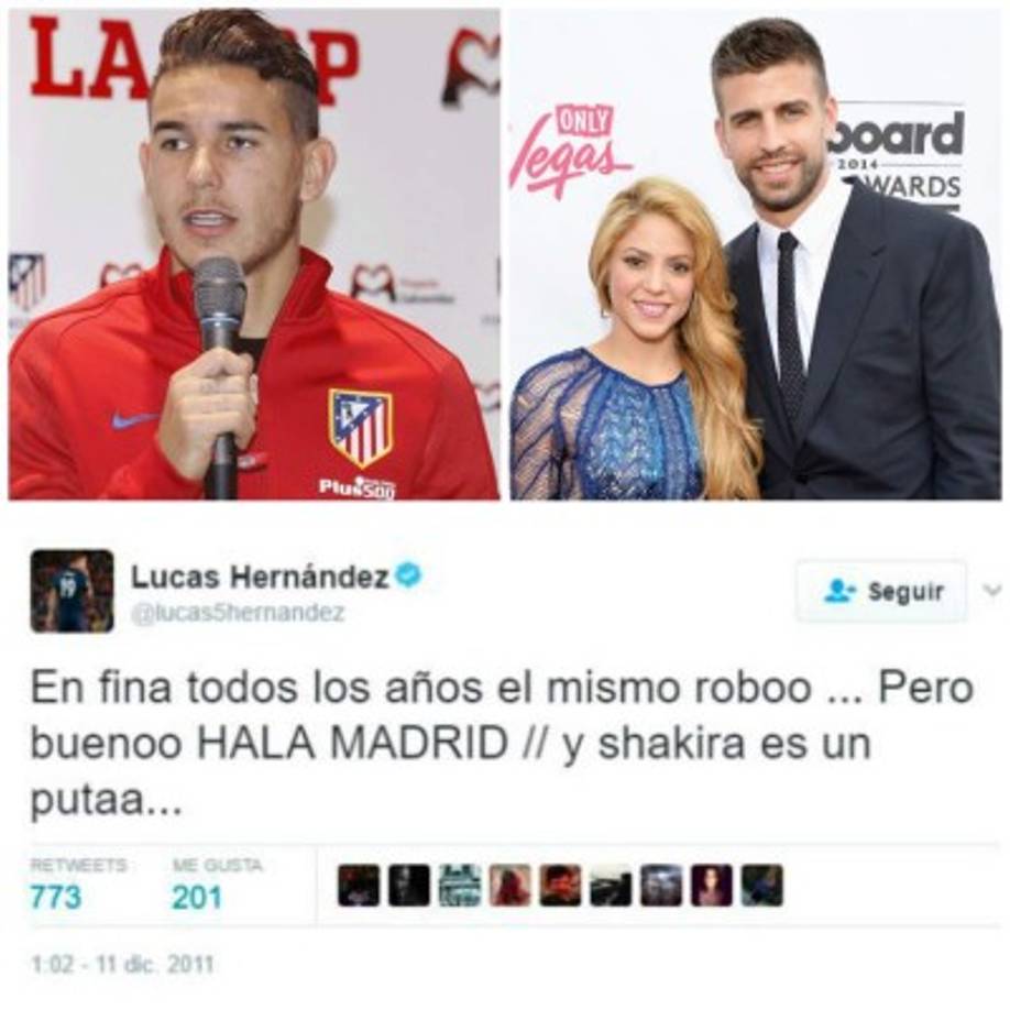 Lucas Hernández vs Gerard Piqué y Shakira: el futbolista del Atlético de Madrid, Lucas Hernández, le tiene un odio a su rival, el español Gerard Piqué, tanto que terminó involucrando a Shakira en sus pleitos. El problema inició cuando Hernández publicó unos tuits donde hace notar su rivalidad con Piqué y de paso insultó a Shakira. <br/>En sus redes sociales Hernández demuestra que es un machista, hace poco fue detenido por supuesta agresión a su novia. <br/>