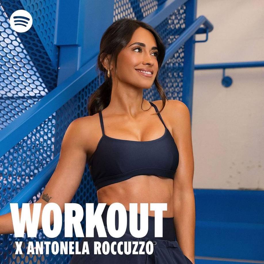 La esposa de ‘La Pulga’ colaboró con Spotify para crear su lista de reproducción, la cual está disponible en la plataforma bajo el nombre Workout x Antonela Roccuzzo.