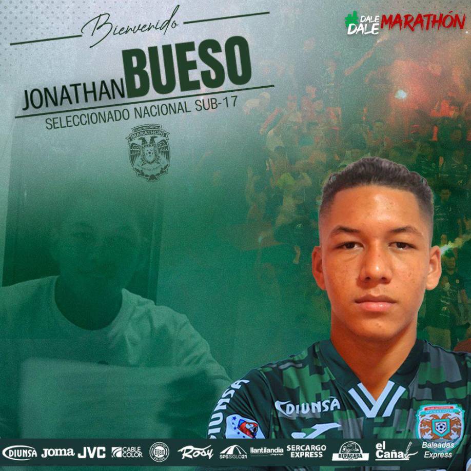Marathón anunció el fichaje del joven centrocampista Jonathan Bueso. Es seleccionado sub-17 con Honduras.