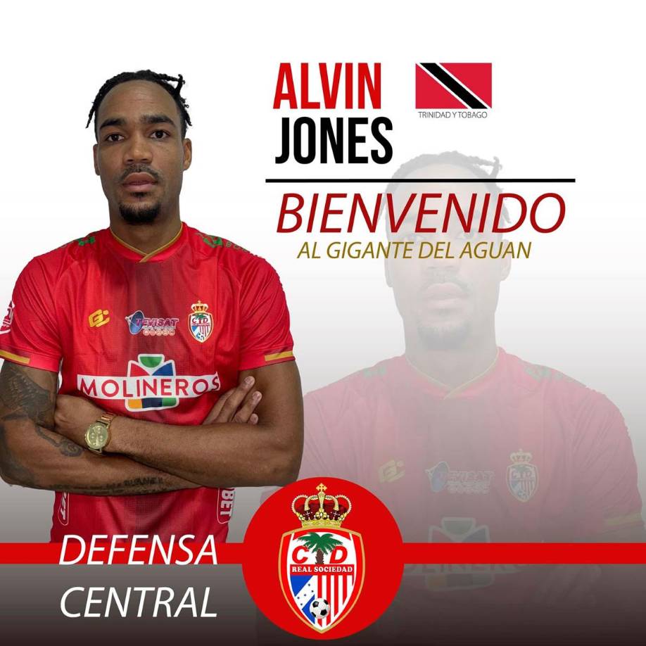 Alvin Jones, defensa central de Trinidad y Tobago, ha sido presentado con esta imagen de manera oficial en las redes sociales de Real Sociedad con su fichaje.