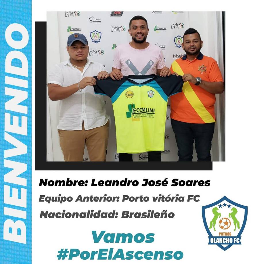 El Olancho FC también realizó la presentación de Leandro José Soares, un delantero brasileño que llega procedente del Porto Vitória FC de su país.