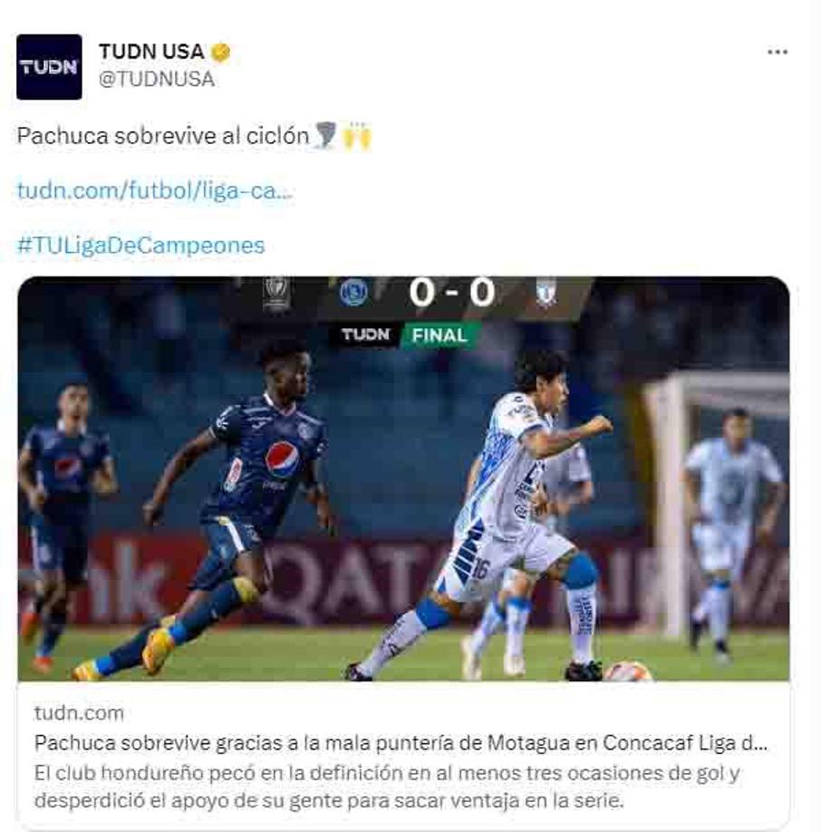 TUDN: “Pachuca sobre al Ciclón”.