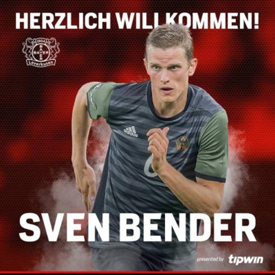 Sven Bender, hermano gemelo de Lars Bender, capitán del Bayer Leverkusen, se ha comprometido con el club alemán hasta junio de 2021.
