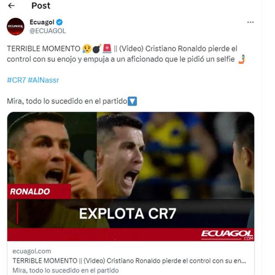 Ronaldo no tuvo compasión del hombre que empujó. La persona solo buscaba una fotografía con el crack portugués. 