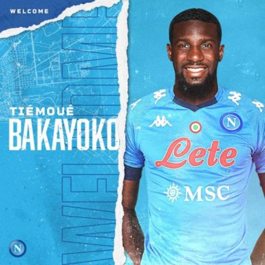 El Napoli anunció el fichaje del mediocentro francés Tiemoué Bakayoko hasta final de temporada por 2.000.000 €.