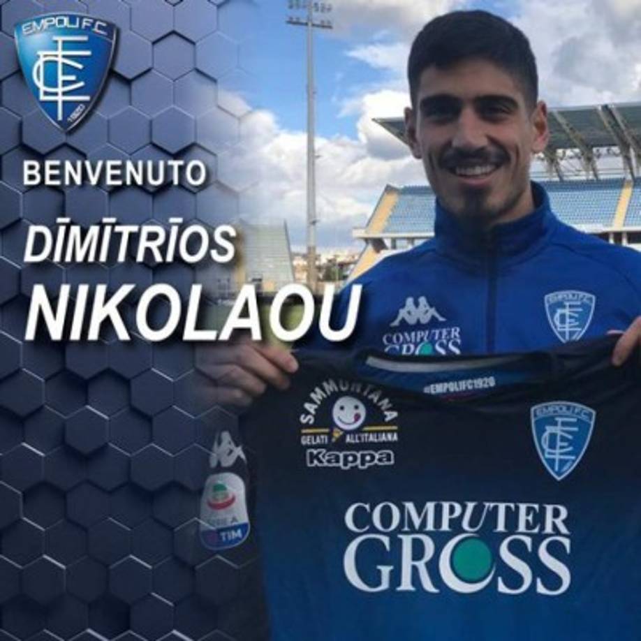 El Empoli de Italia obtiene la cesión del central griego Dimitrios Nikolaou hasta final de temporada con opción de compra. Llega procedente del Olympiakos de Grecia.