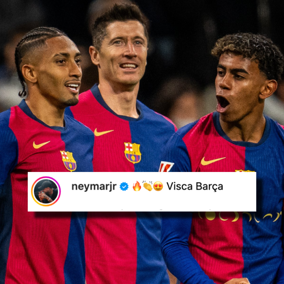 El cuadro catalán también publicó un video cuando los jugadores festebajan en el céspedo del Bernabéu y Neymar envió un mensaje.