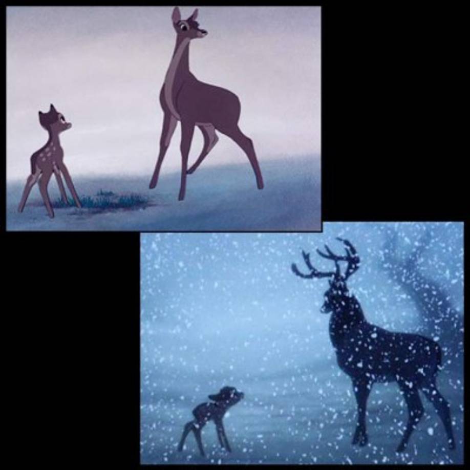 Y muchos de los que vieron Bambi recordarán la escena más triste de la película que tiene que ver con la muerte de la madre de Bambi cuando fue atacada a disparos por un cazador.