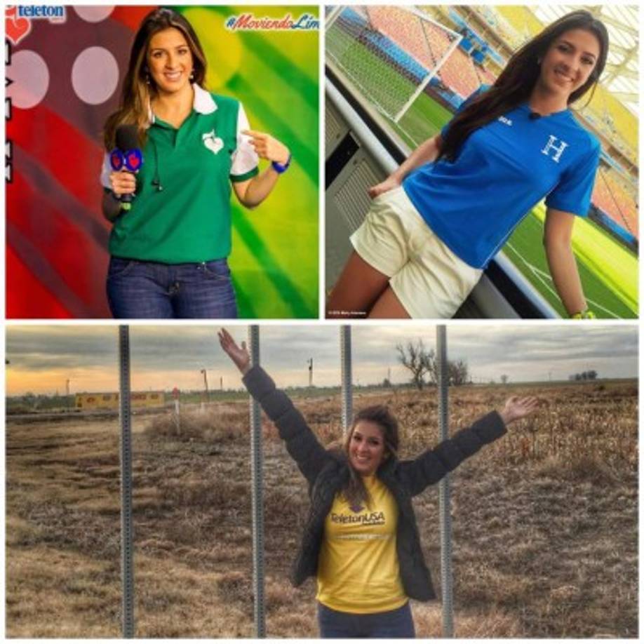 A Maity le gusta compartir en las redes sociales sus diferentes coberturas. En la primera imagen la vemos en la Teletón de Honduras. En la segunda en un partido de Honduras en EUA y la tercera en la Teletón de Estados Unidos.